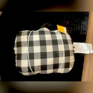 Harvest time black plaid pumpkin shape pillow-NWT